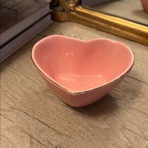 Target Pink Heart-Shaped Bowl with Gold Rim